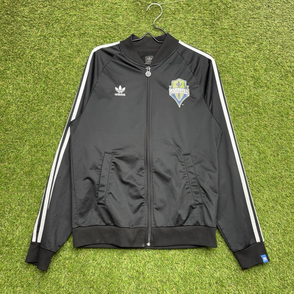 Seattle Sounders FC adidas Jacket Mens Medium Black Zip Up Track Sports Soccer